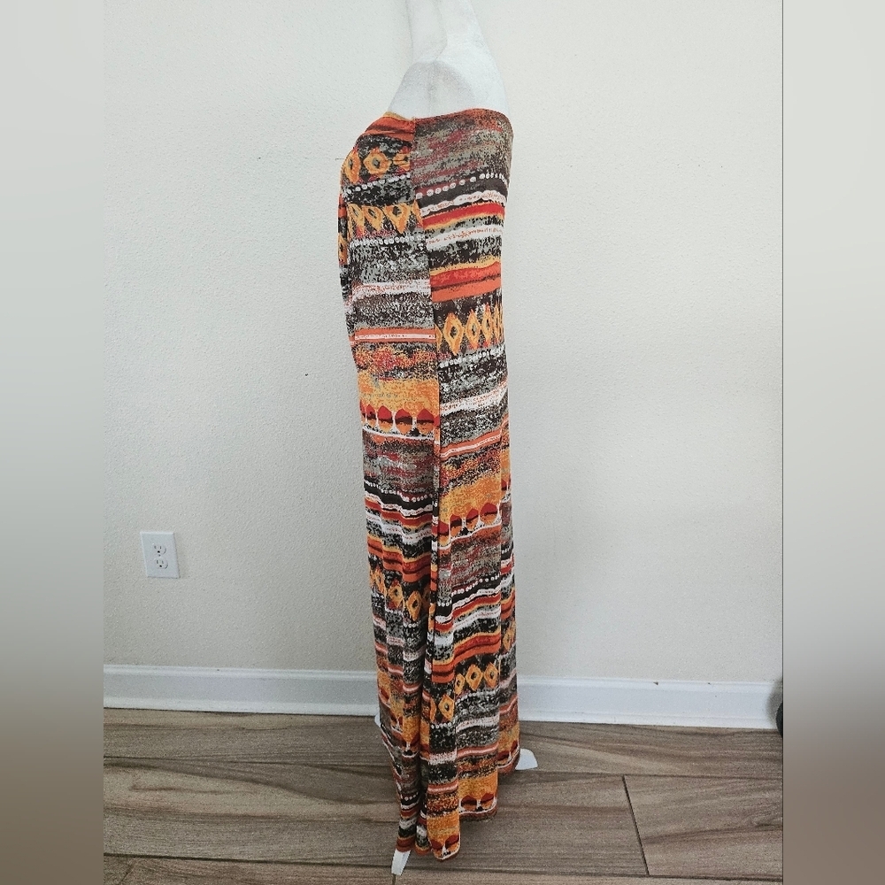 Colorful Tribal Strapless Maxi Dress Chic Casual  Size M. - Picture 7 of 9